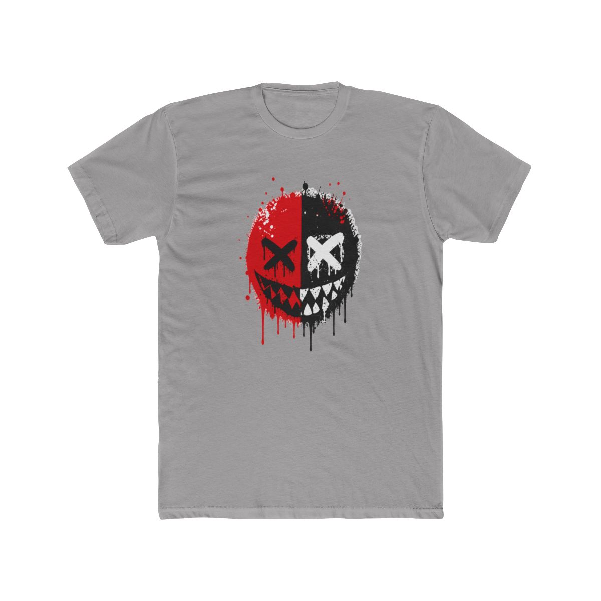 Gritty Red Black Split Skull Graphic T Shirt - Edgy Streetwear - Official t-shirts merchandise